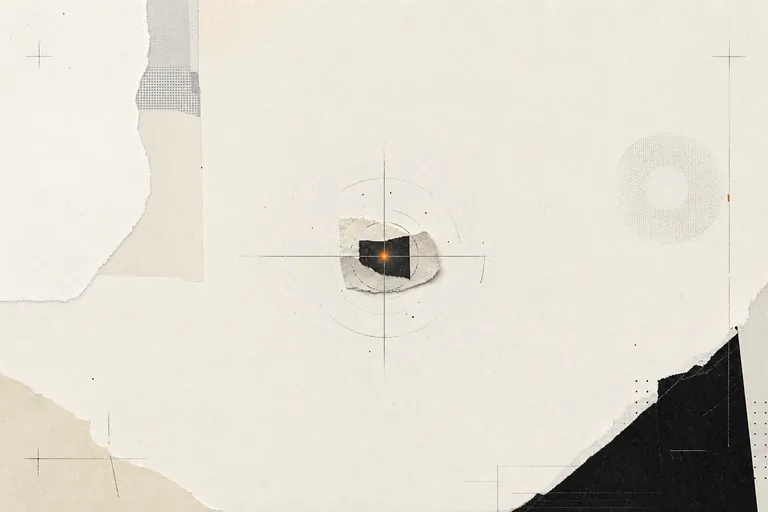 Abstract collage of one useful signal emerging from open space